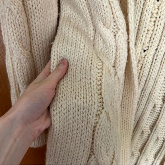 Garnet Hill Longline Duster Wool Chunky Cable Knit Cardigan Sweater Size XXL - Picture 6 of 10